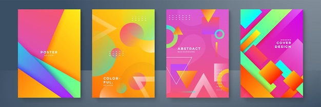 Abstracte gradiënt geometrische omslagontwerpen trendy brochuresjablonen kleurrijke futuristische posters Vectorillustratie