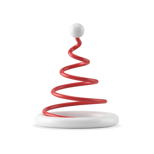 Abstracte grappige kerstman hoed kostuum swirl gedraaide spiraal met witte harige pom pom op de bovenste vector