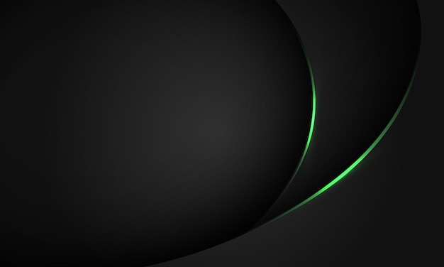 Abstracte groene lijn lichte curve zwarte schaduw op donkergrijs geometrisch ontwerp luxe achtergrond vector