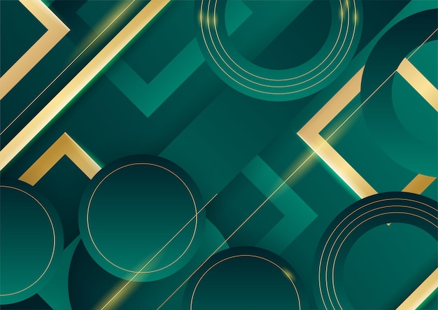 Vector abstracte groene luxe achtergrond met gouden lijn op donker. realistische papier gesneden stijl 3d. vectorillustratie voor spandoek, poster, brochure, presentatieachtergrond en nog veel meer