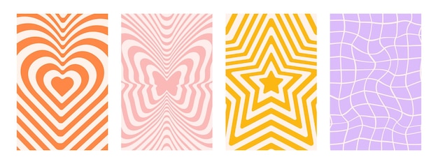 Abstracte groovy achtergronden Hippie verticale achtergronden Y2K esthetiek