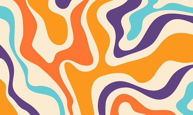 Abstracte hand getekende psychedelische groovy achtergrond Retro golvende patroon en textuur design