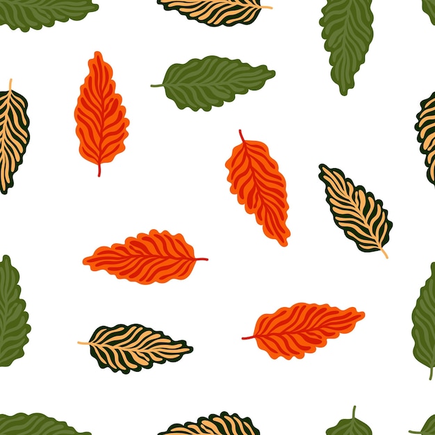 Abstracte herfstbladeren naadloze patroon Eenvoudige botanische blad achtergrond Retro decoratieve achtergrond voor stof ontwerp textiel print verpakking Vector illustratie