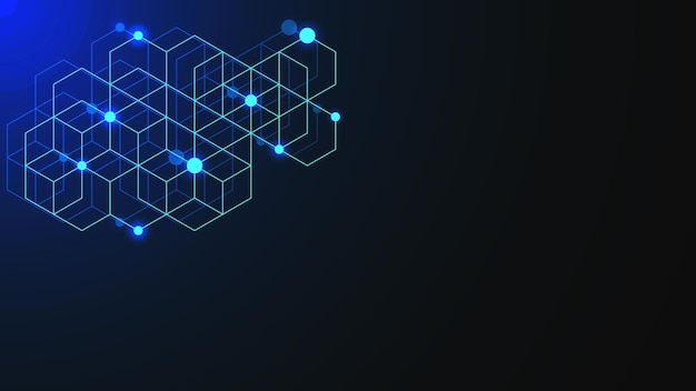 Abstracte hexagonaal met deeltjesachtergrond. Concept van technologie sjabloonontwerp.