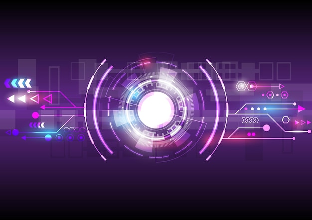 Abstracte hitech-achtergrond Futuristische interface en gloeiende Hud-cirkel Virtual reality-technologiescherm