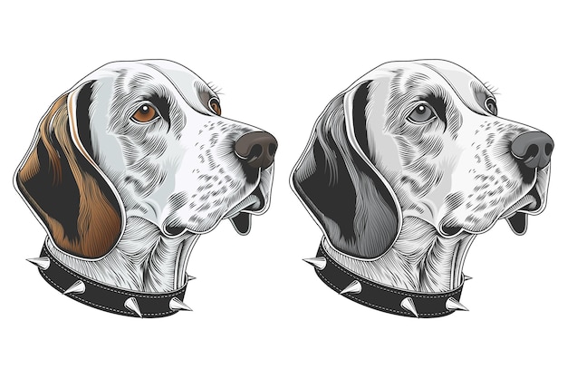 Abstracte hond gezicht collectie - bloedhond hond portret vector - huisdier illustratie
