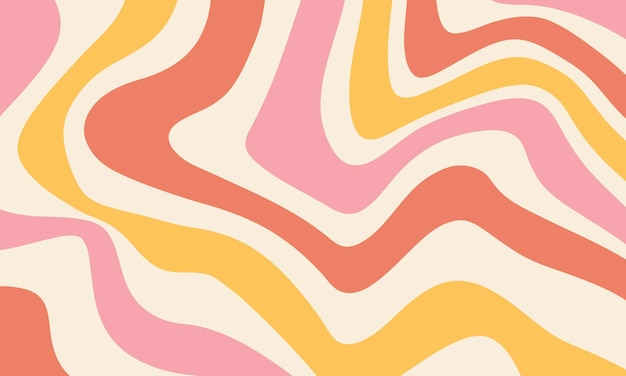 Abstracte horizontale achtergrond met kleurrijke golven Trendy vectorillustratie in stijl retro jaren '60 jaren '70
