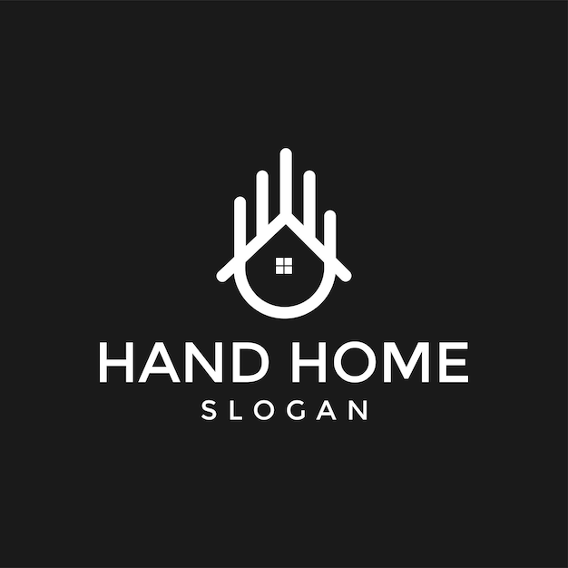 Abstracte huis hand logo ontwerpsjabloon Premium onroerend goed teken