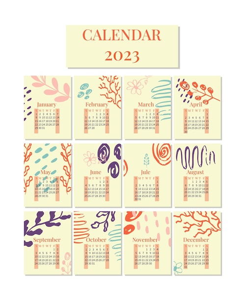 Abstracte illustratie met kalender 2023 met kleuren voor conceptontwerp. geïsoleerde vector