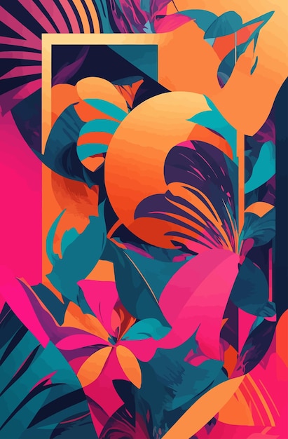 Vector abstracte illustratie van kleurrijke bloemen esthetische achtergrond