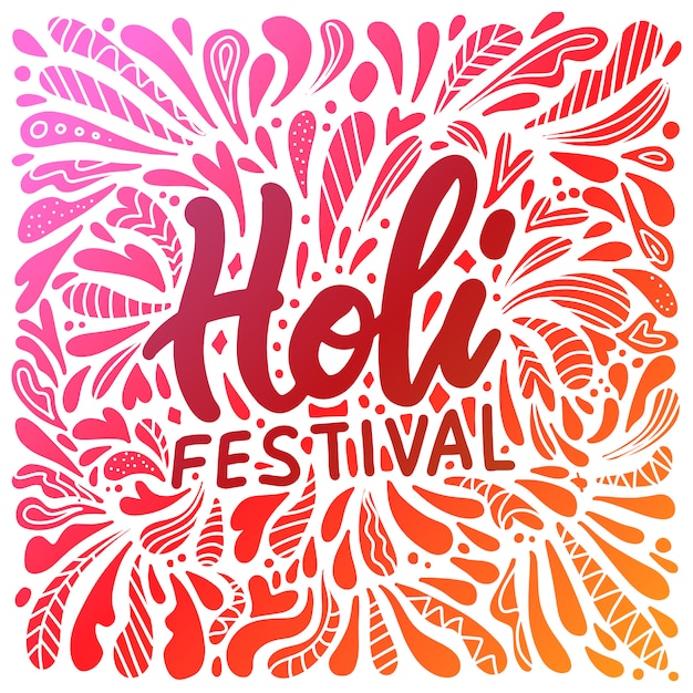 Abstracte illustratie van kleurrijke Gelukkige Holi voor Festival of Colors-vieringsgroeten met hand het van letters voorzien