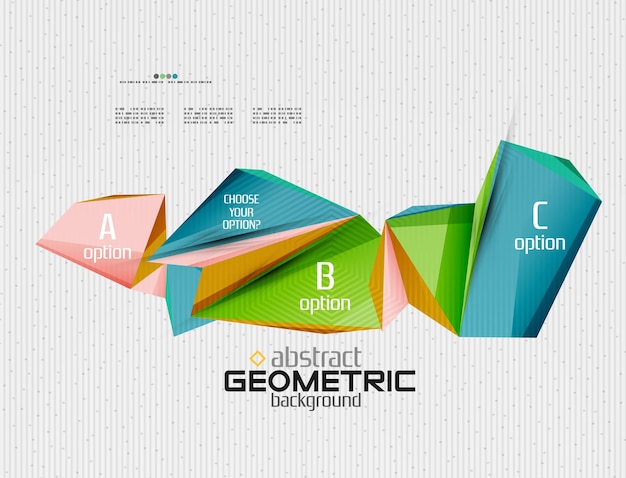 Abstracte infobanner met opties geometrische papierstijl