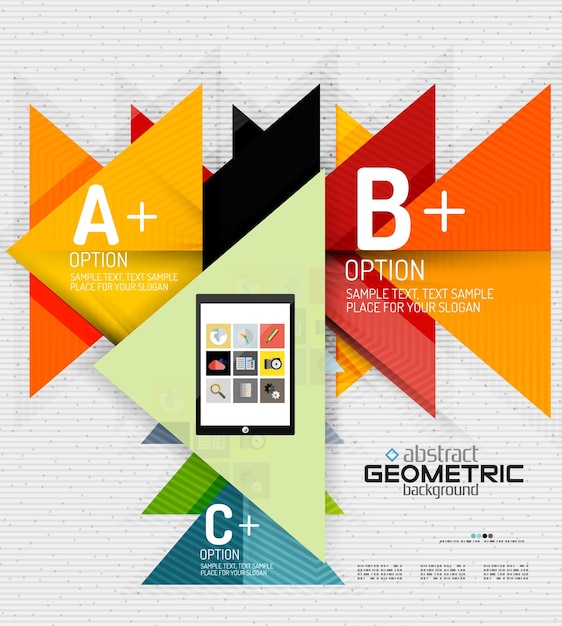 Abstracte infobanner met opties geometrische papierstijl