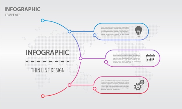 Abstracte infographic dunne lijnsjabloon 3 opties