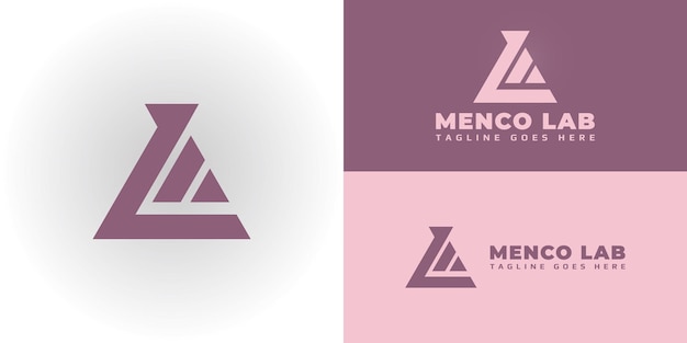 Vector abstracte initiële letter ml of lm-logo in roze kleur geïsoleerd op witte en zachtroze achtergrond