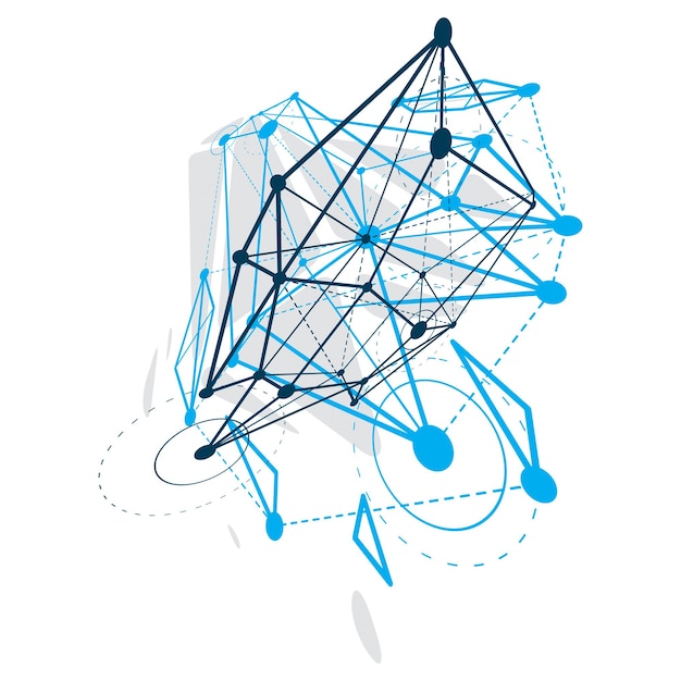 Abstracte isometrische constructie, laag poly vector achtergrond. Technologie en wetenschap conceptuele afbeelding.