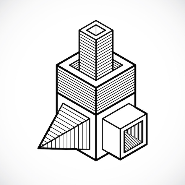 Abstracte isometrische constructie, vector.
