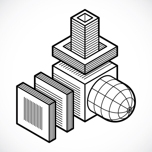 Abstracte isometrische constructie, vector.