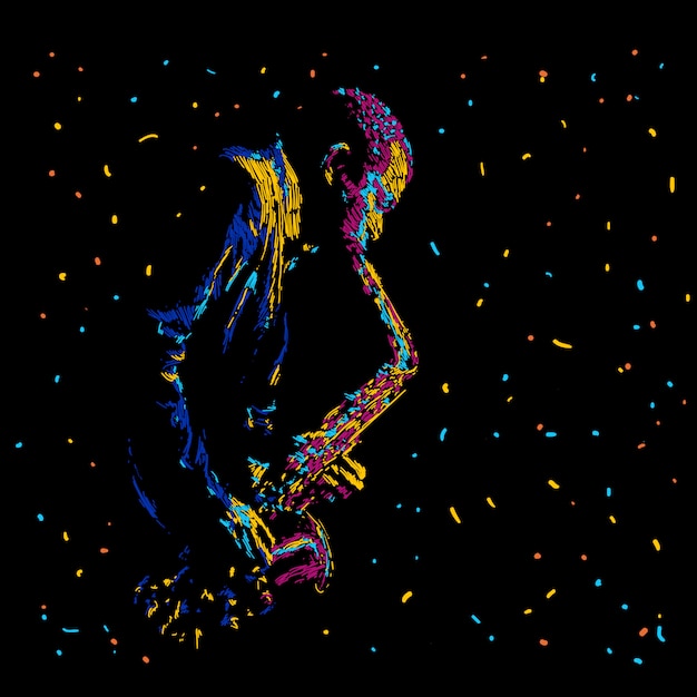 Vector abstracte jazz-saxofoonspeler