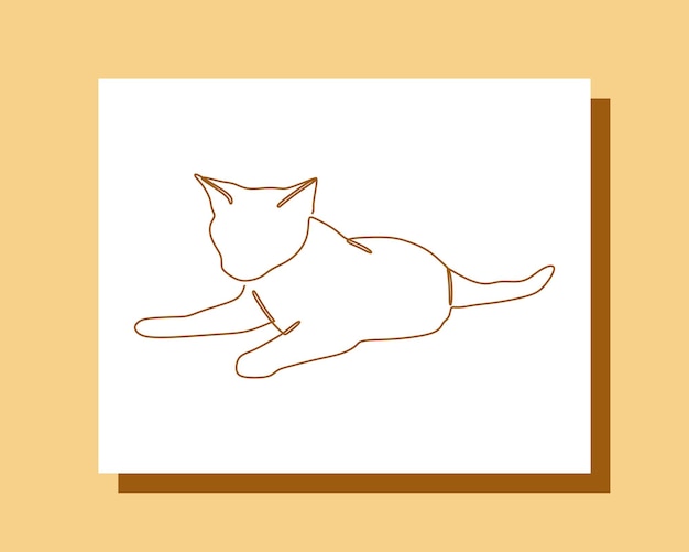 abstracte kat doorlopende lijntekening