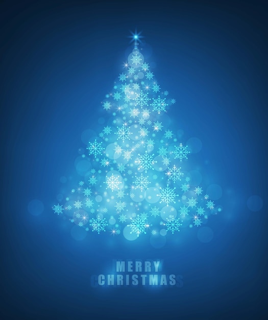 Abstracte kerst bokeh blauwe kleur achtergrond vectorillustratie