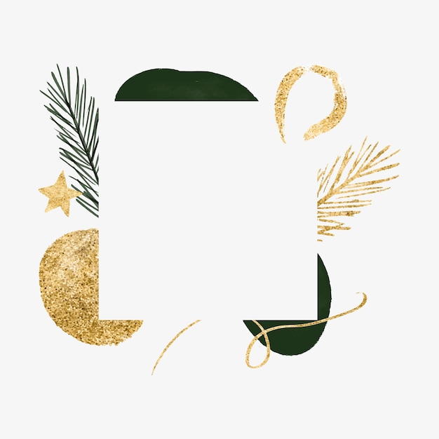 Abstracte kerst minimalistische banner met gouden organische vorm lijn fir tree branch nieuwjaarskaart