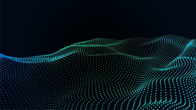 Abstracte kleurgolfpunten op zwarte achtergrond 3d Big data Netwerkverbinding Technologische achtergrond
