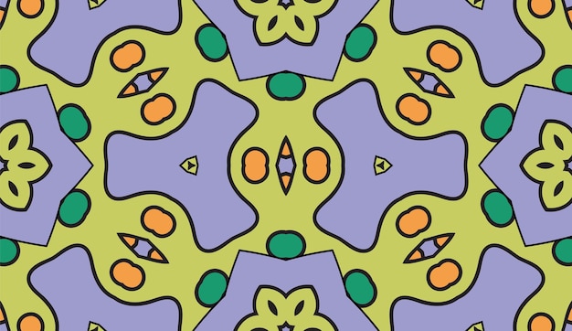 Abstracte kleurrijke doodle geometrische naadloze bloemenpatroon. Bloemen achtergrond. Mozaïek, geo tegel
