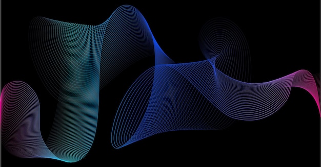 Abstracte kleurrijke golflijnen op zwarte achtergrond concept van beweging Vector illustratie