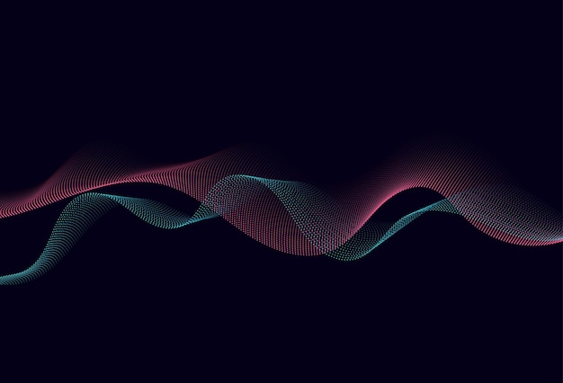 Abstracte kleurrijke kunst Dynamische deeltjes Moderne wetenschap en technologie-element met lijnontwerp Vectorillustratie
