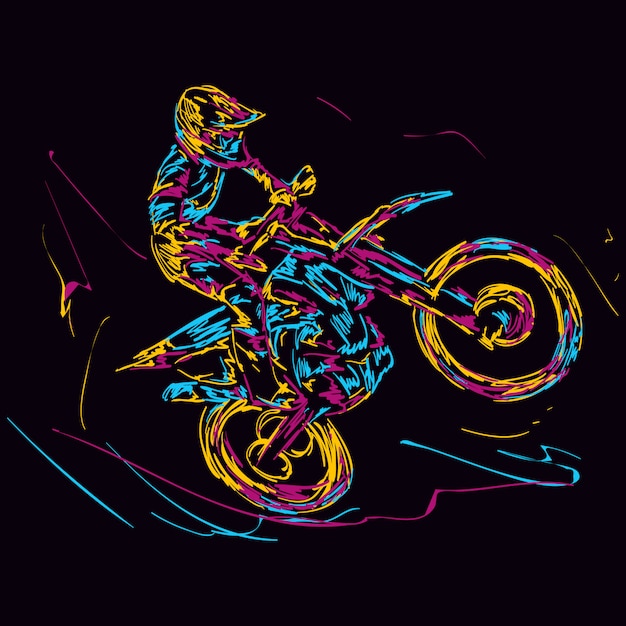 abstracte kleurrijke motorcross