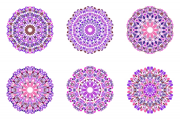 Abstracte kleurrijke sierlijke ronde bloem mandala symboolset