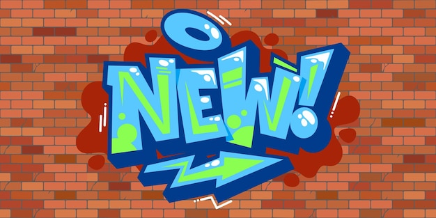 Vector abstracte kleurrijke stedelijke bakstenen muur met graffiti street art word nieuwe belettering vectorillustratie