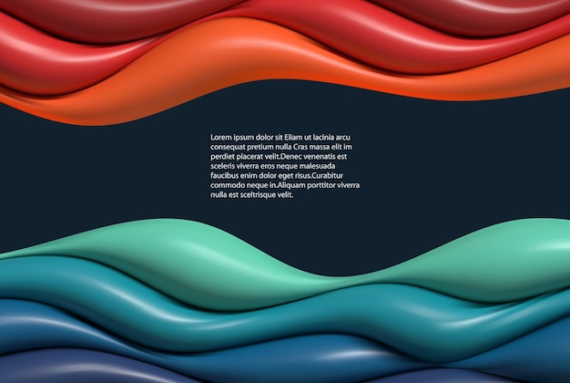 Abstracte kleurrijke stroomposter Vloeiende golfvormGekleurde golven op een donkere achtergrond