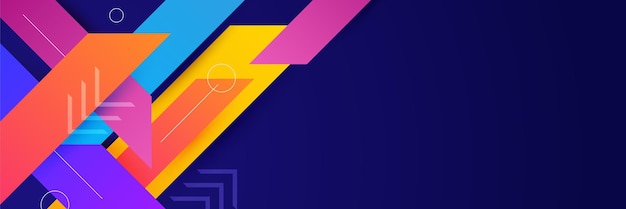 Abstracte kleurrijke veelhoek banner ontwerpsjabloon Kleurrijke tech webbanner met geometrische vormen achtergrond en verloopkleuren Vector grafisch ontwerp banner patroon presentatie achtergrond