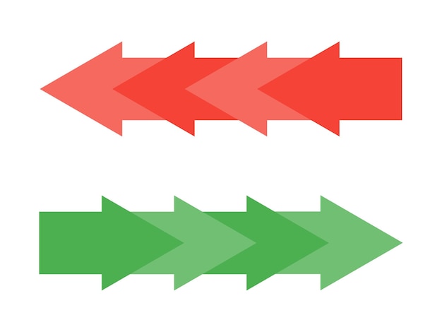 Abstracte knop met groene pijl vooruit Set pijlpictogram Vector illustratie