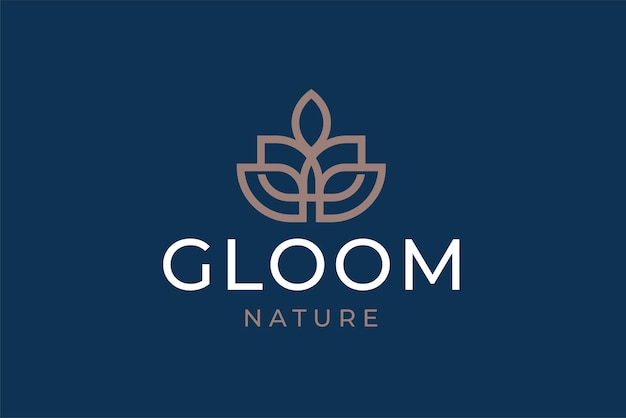 Abstracte Koninklijke Logo gouden kroon en bladeren combinatie geïsoleerd op dubbele achtergrond bruikbaar voor natuur Salon Spa cosmetische en schoonheid logo's platte Vector Logo ontwerp sjabloonelement