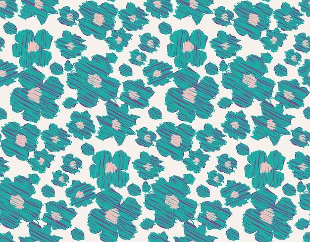 Abstracte Krabbel Florals Naadloze Vector Patroon Hand Getrokken Doodle Stijl Schattig Ontwerp Trendy Mode