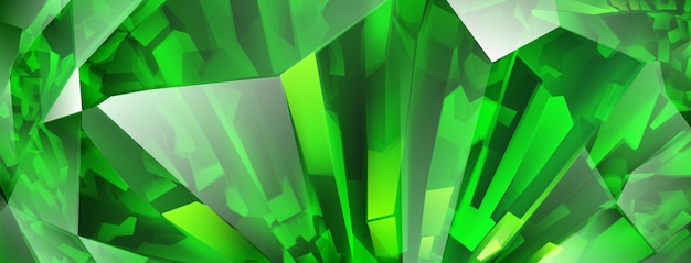 Abstracte kristalachtergrond in groene kleuren met highlights op de facetten en breking van licht