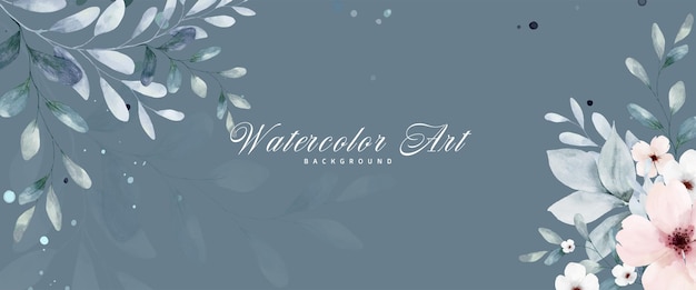 Abstracte kunst aquarel bloemen schilderen voor marineblauwe achtergrond banner collectie van botanische aquarel vector geschikt voor bruiloft decoratie wenskaart cover header of wanddecoratie