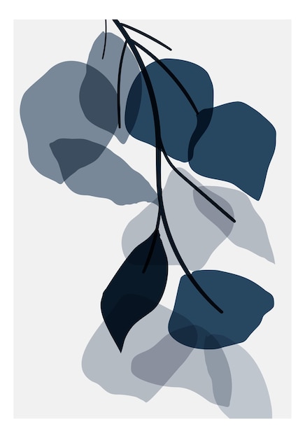 Abstracte kunst tropische bladeren achtergrond vector kunst wandontwerp met aquarel kunst textuur
