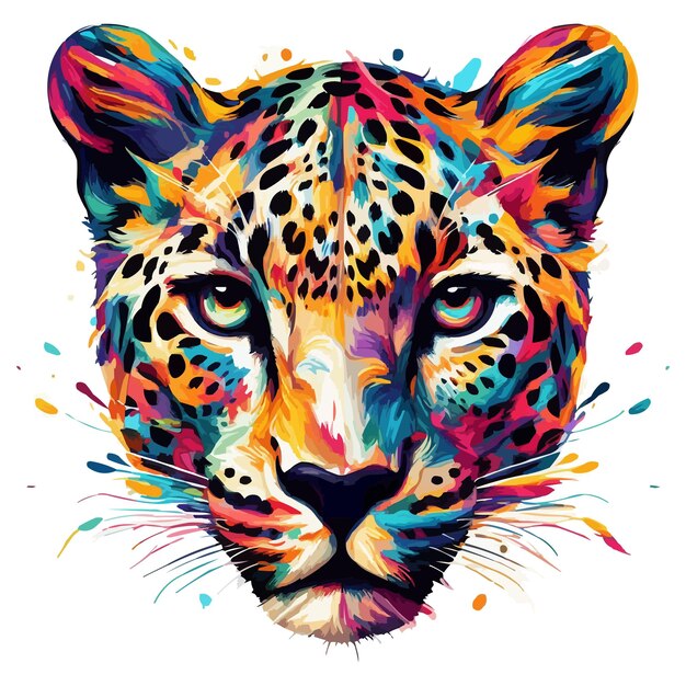 Abstracte Leopard hoofd veelkleurige verf gekleurde tekening vector illustratie