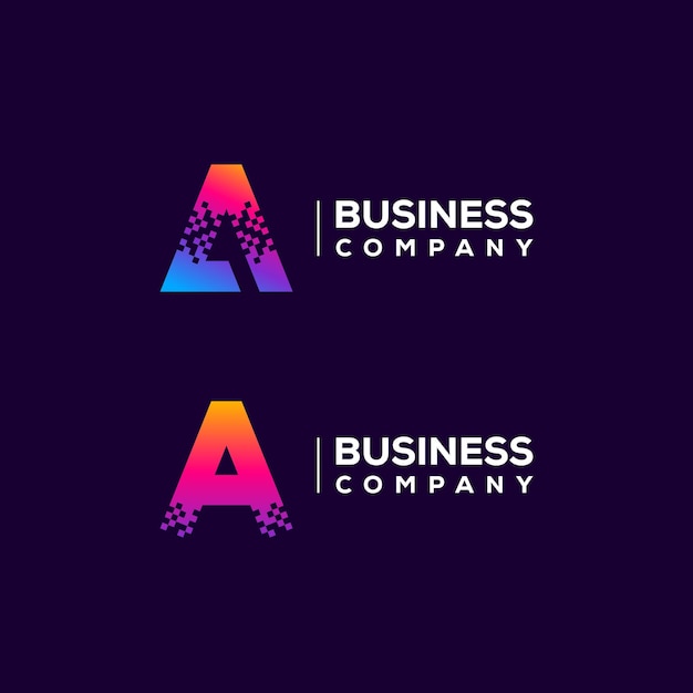 Abstracte letter a logo-ontwerp met pixels vierkante vorm voor technologie en digitale business company