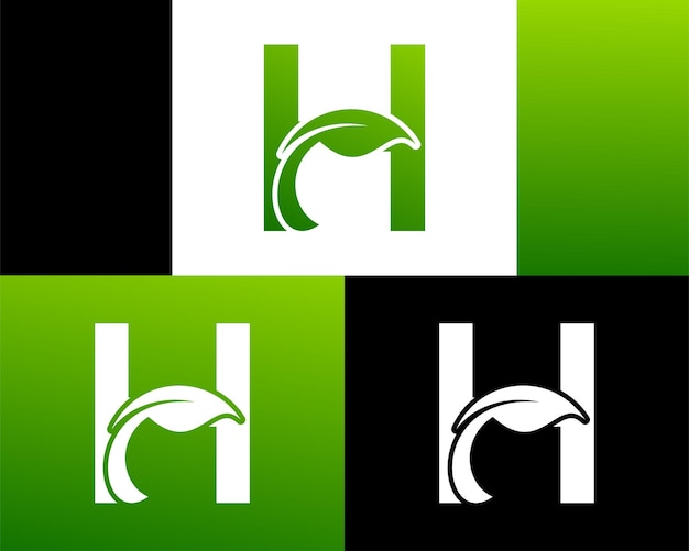 Abstracte letter H groen blad logo