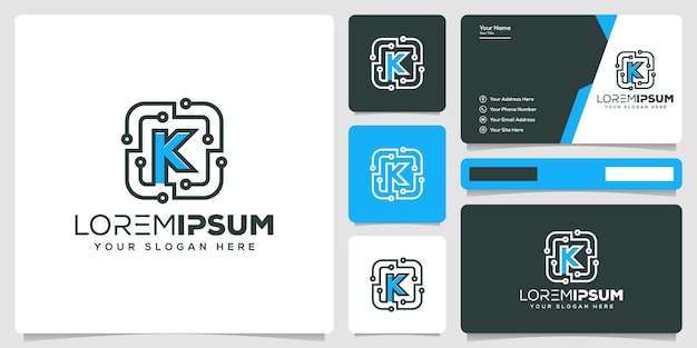 abstracte letter k met tech logo-ontwerp