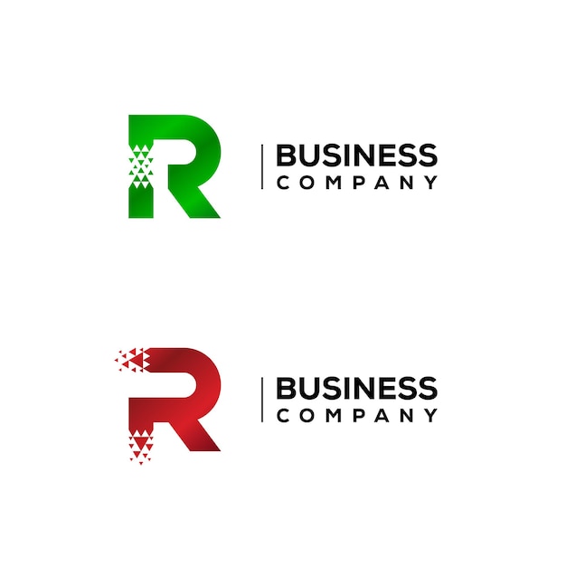 Abstracte Letter R Logo-ontwerp met driehoeken pijl vooruit voor financiële logistiek bedrijf