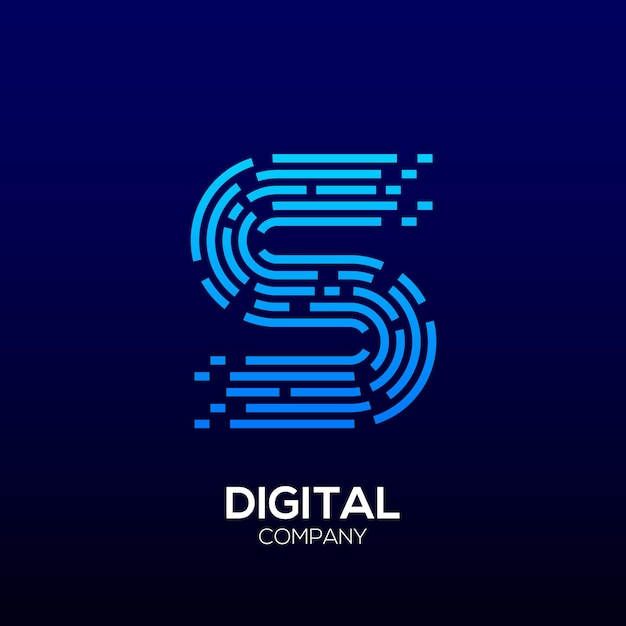 Vector abstracte letter s met pixel-lijnelementen voor digital and technology data business company