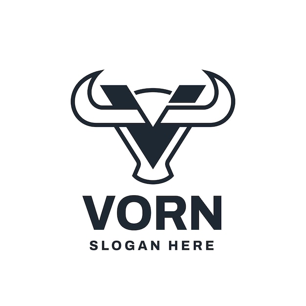 Vector abstracte letter v hoorn en bull logo vectorillustratie pictogram