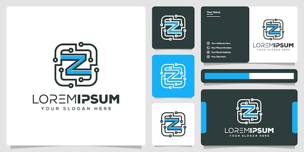 abstracte letter Z met tech logo-ontwerp