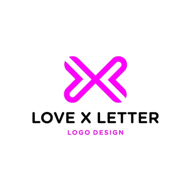 ABSTRACTE LIEFDE EN LETTER X LOGO ONTWERP MODERN BEDRIJF